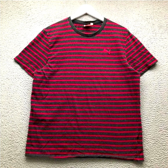 - Puma striped black and red crew neck tee M - Picture 1 of 10